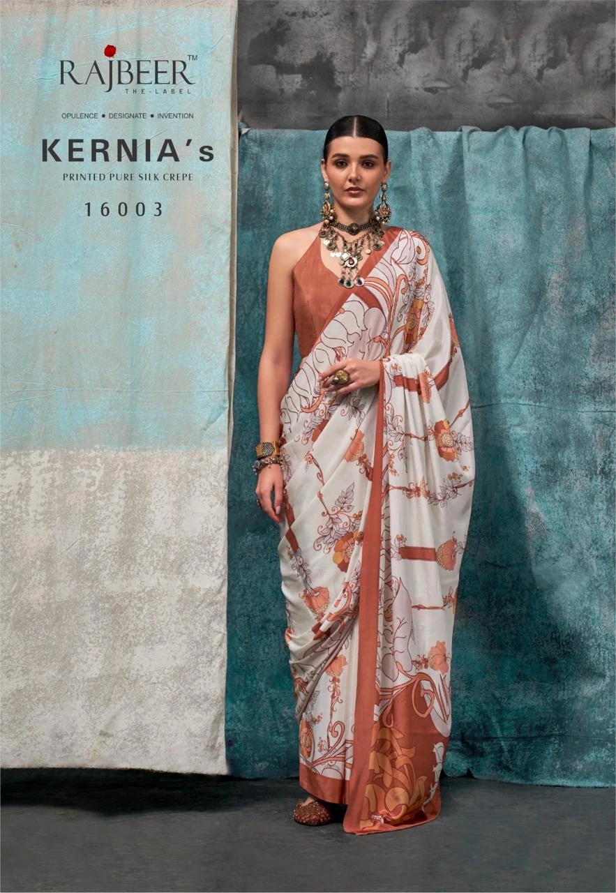 Rajbeer Kernia’S Pure Crape Wholesale Fancy Sarees Catalog — Wholesale Sarees, MPA wholesale from Surat — view 13